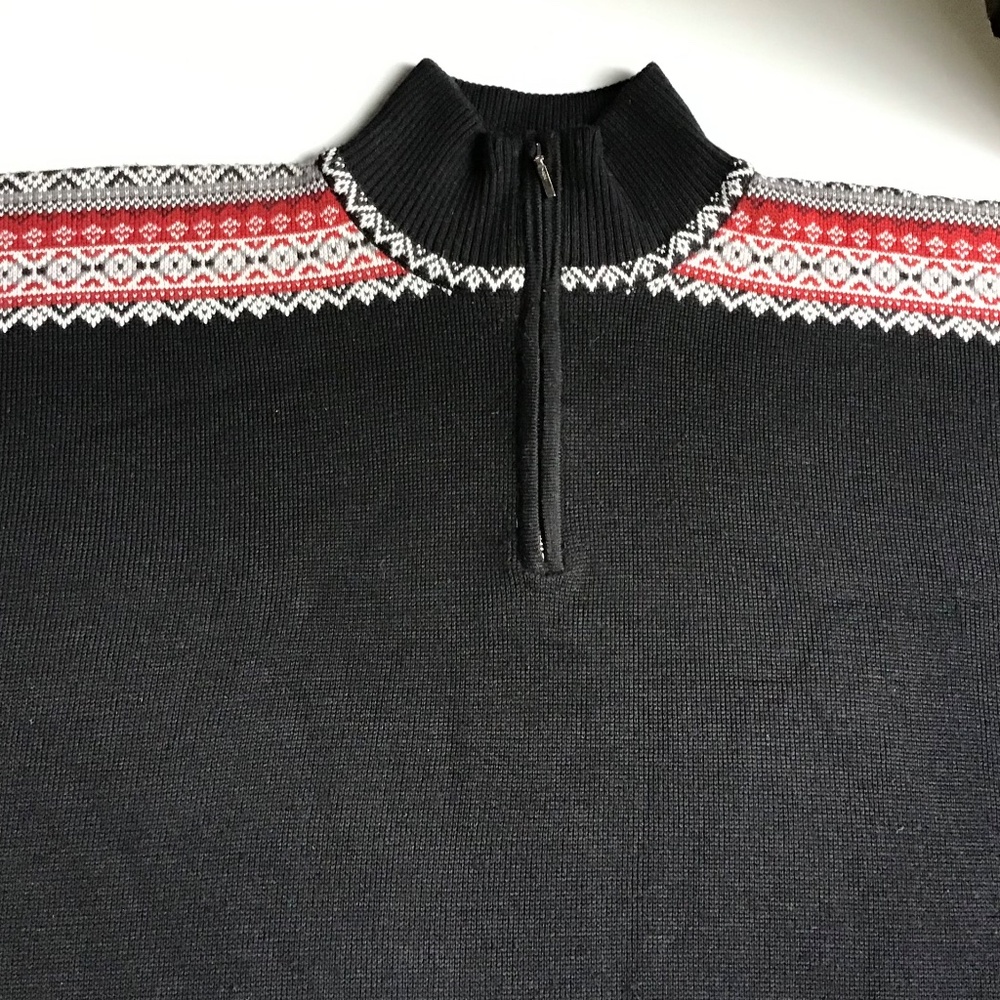 Bula black & red wool & Angora  3/4 zip  pullover Sz XL made in Hong Kong 🇭🇰